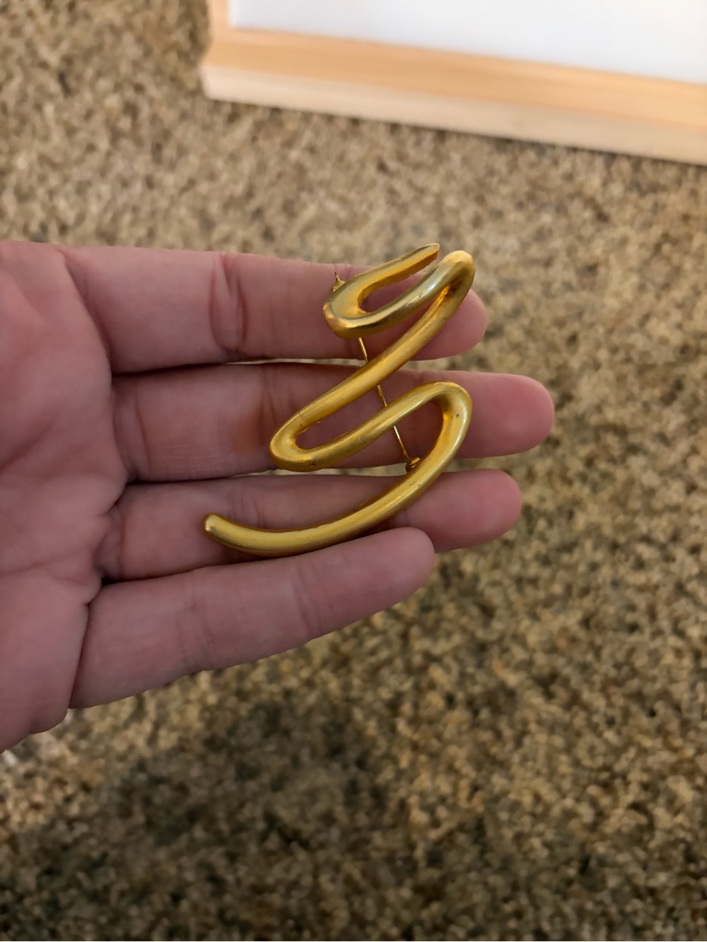 Spiral Sculptural Brooch in Gold Tone